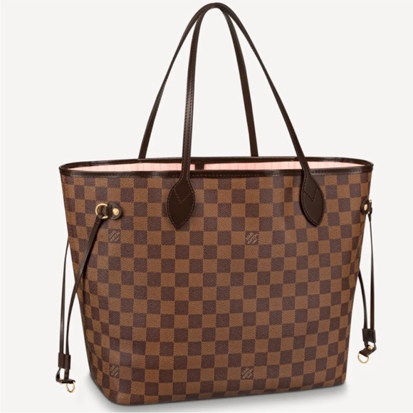 LOUIS VUITTON NEVERFULL DAMIER EBENE ROSE BALLERINE MM TOTE - Picture 1 of 12
